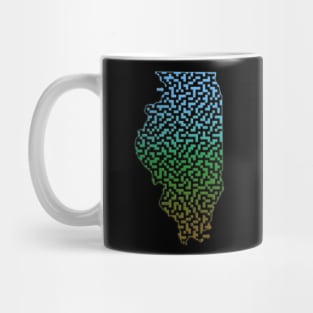 Illinois State Outline Maze & Labyrinth T-Shirt Mug